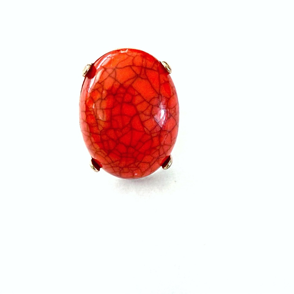 Vintage Orange Jasper Cabochon Ring